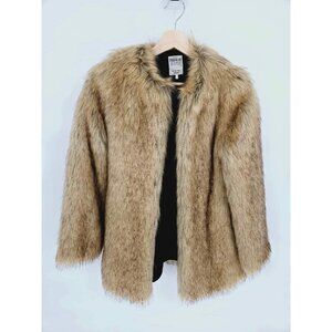 Zara Trafaluc Outerwear Collection Faux Camel Fur Coat Size Small